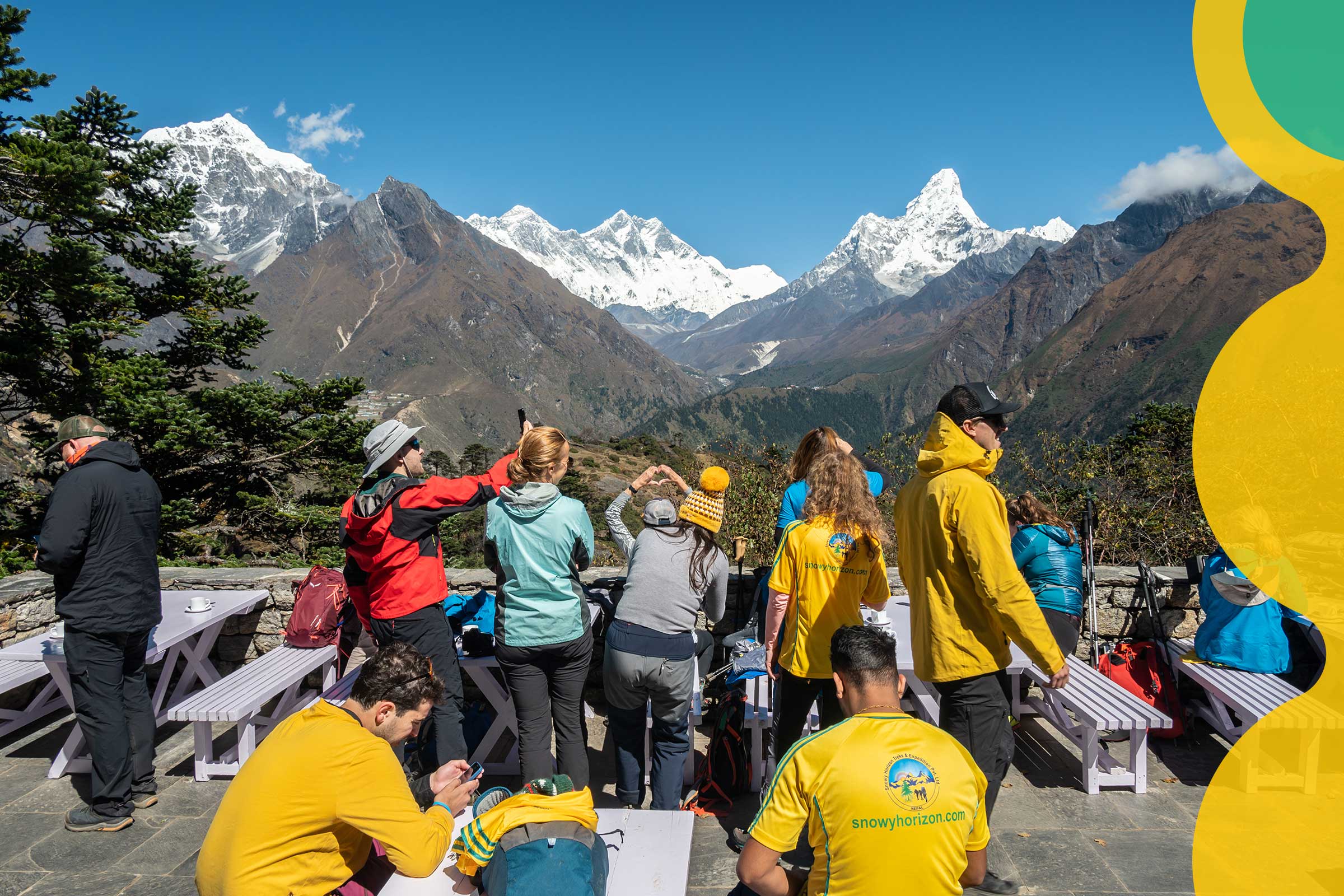 mountaineers looking at mt. everest